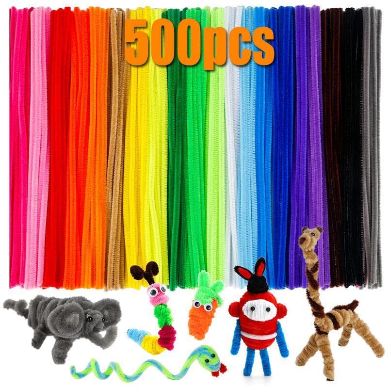 500 Peças Limpadores De Cachimbo Coloridos Grossos Arco-Íris Artes Artesanato Faça Você Mesmo