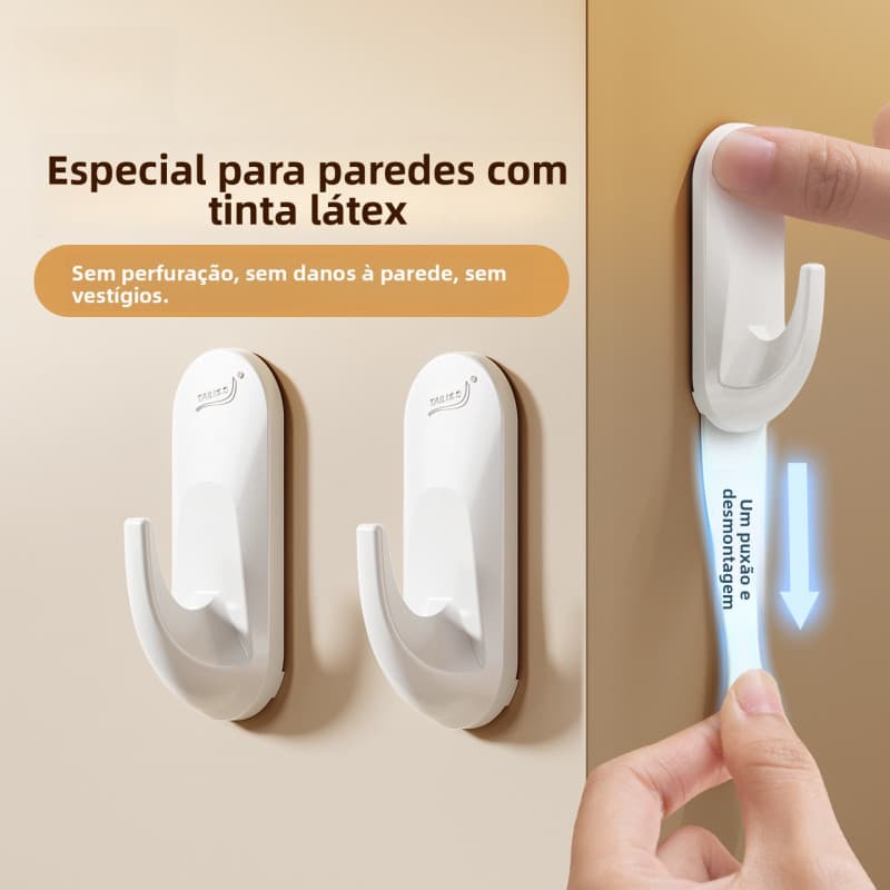 Gancho adesivo sem perfuração, gancho adesivo forte, gancho de suporte de carga de parede, gancho de armazenamento domés