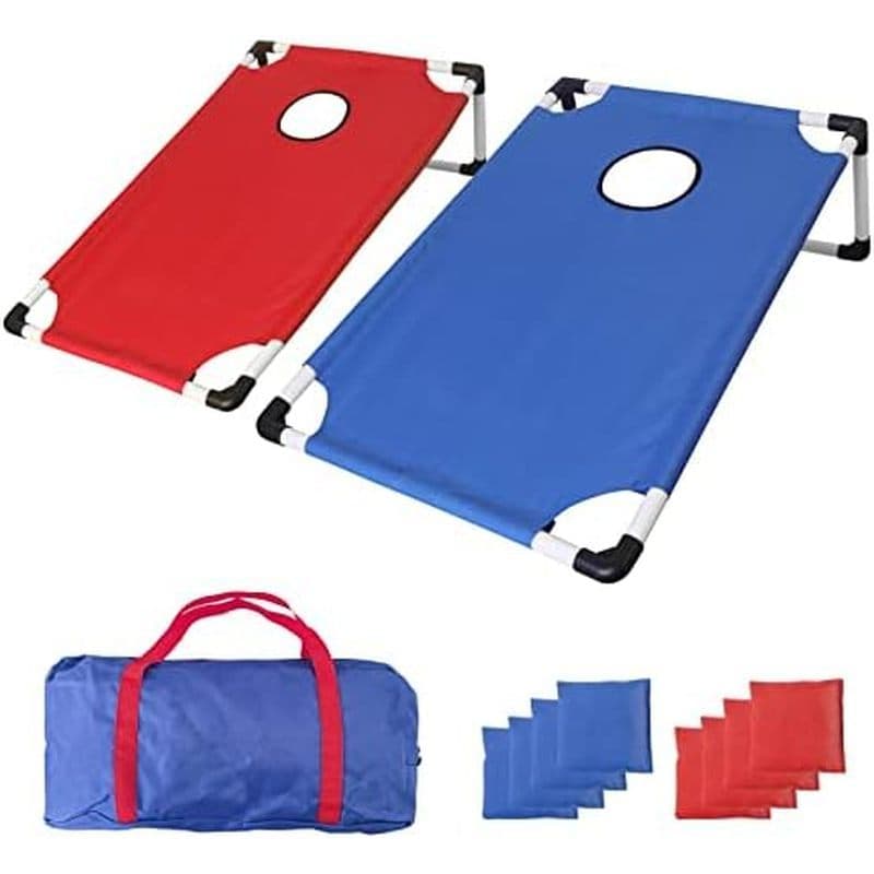 Conjunto De Jogos De Cornhole Com Moldura De PVC Portátil 2 Placas Dobráveis , 8 Sacos De Feijão E Maleta De Transporte