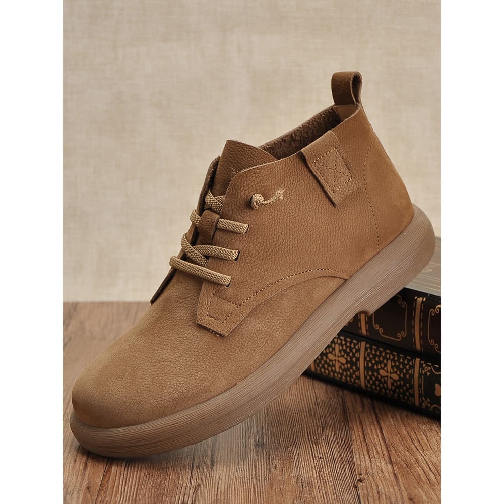 Feito à mão Retro estilo britânico dedo do pé grande Mid-Top Martin botas masculinas de couro fosco Casual resistente ao