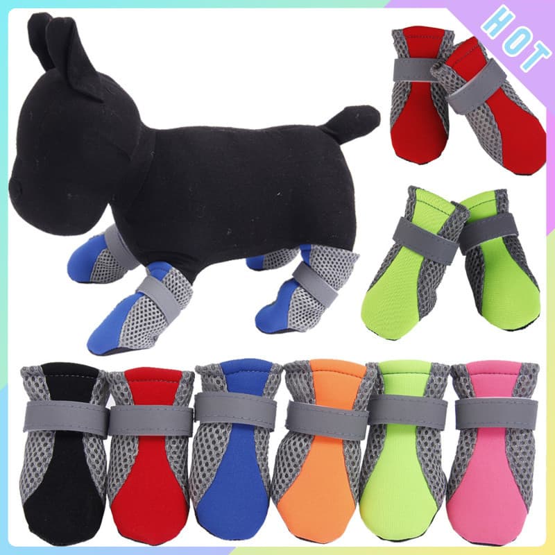 < DK > 4 Pçs Sapatos Para Cães De Estimação Filhote De Cachorro Ao Ar Livre Fundo Macio Gato Chihuahua Botas De Chuva Im