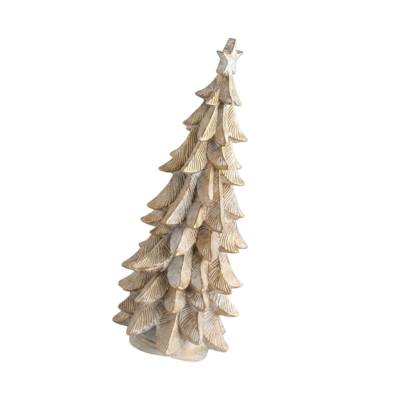 Figura De Árvore De Natal De Resina Dourada Antiga YU Para Exibição De Prateleira E Mesa