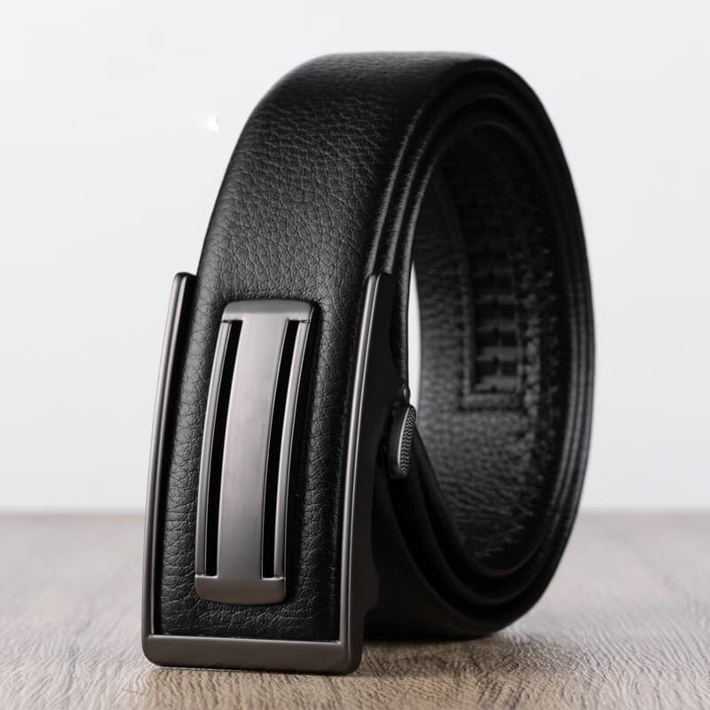 Cinto masculino estilo couro genuíno fivela interna fivela automática Slot para cartão cinto jovens moda Casual calças d