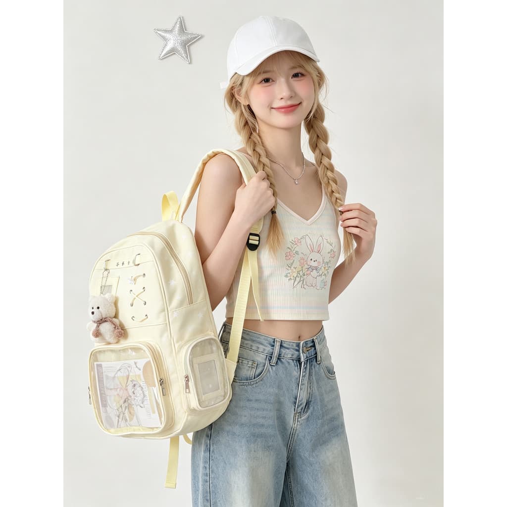 Mochila escolar estudante do ensino médio feminino 2026 novo estilo elegante mochila All-Match bolsa de dor de grande ca