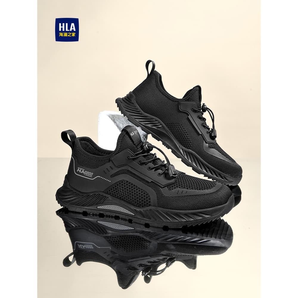 HLA/Hailan House sapatos masculinos 2026 novo estilo voando tecido malha respirável tênis masculino All-Match sapatos ca
