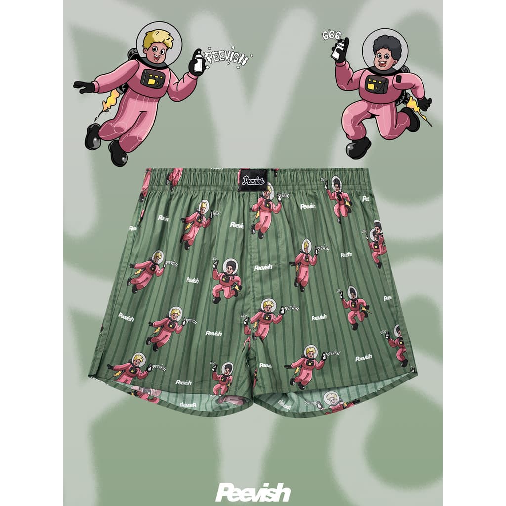 PEEVISH PEEVISH Calças de seta de algodão puro Roupa íntima solta Calças masculinas Calças de pijama curtas para casa fe