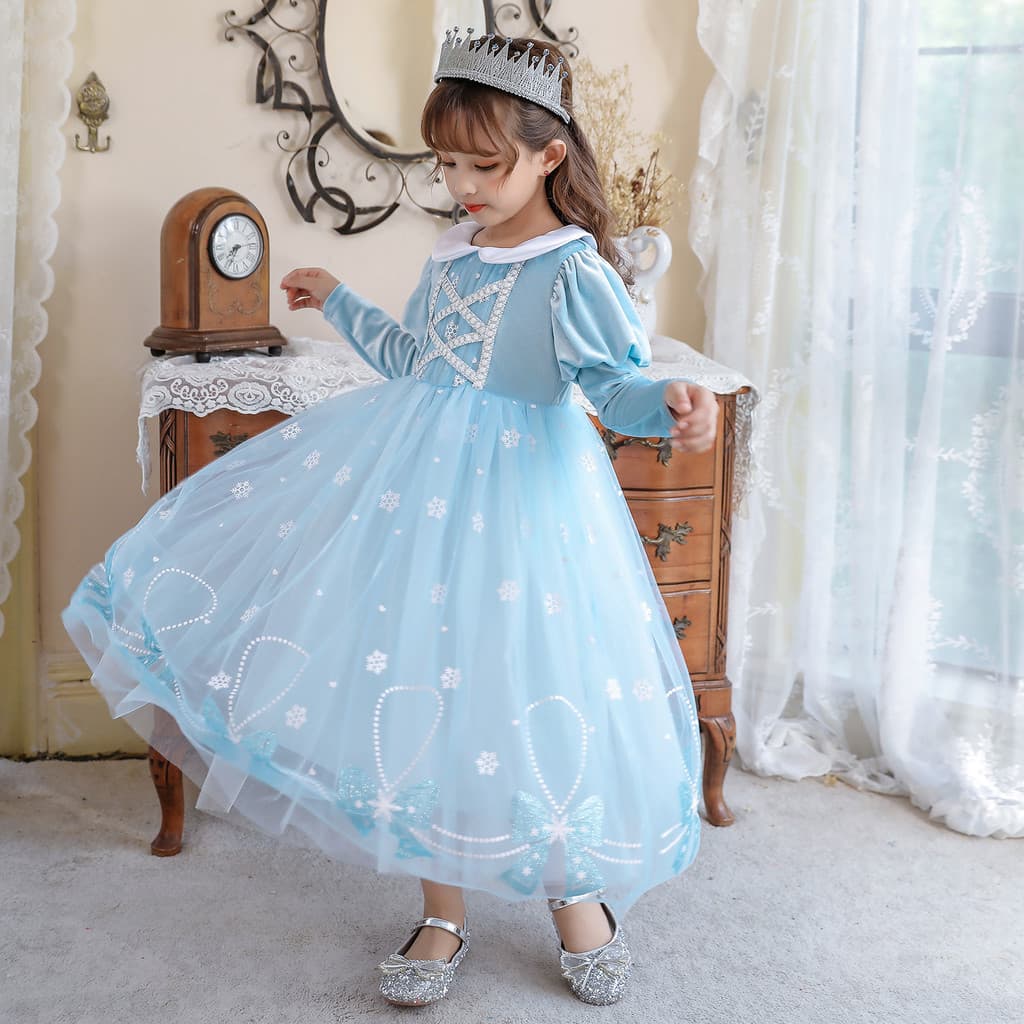 Outono inverno novo estilo meninas congelado elsa vestido de princesa Disney Halloween elsa cosplay traje