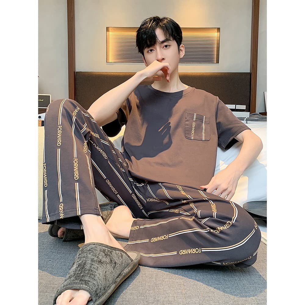 2024 novo estilo pijamas masculinos verão puro algodão calças de manga curta simples Casual Homewear masculino pode usar