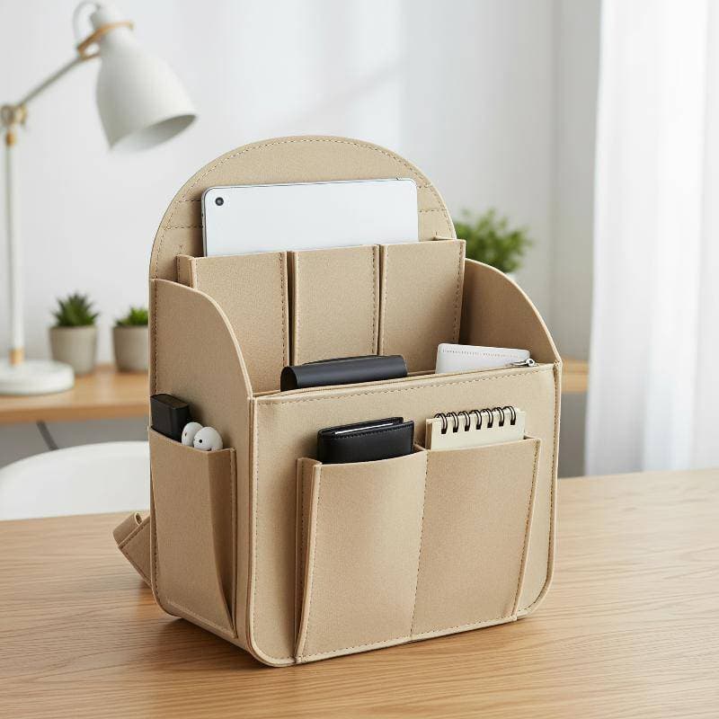 [GrandLarge] Bolsa De Inserção Pequena De Feltro Bapa Portátil Leve Organizador De Maquiagem Cosmética Forro Interno Par