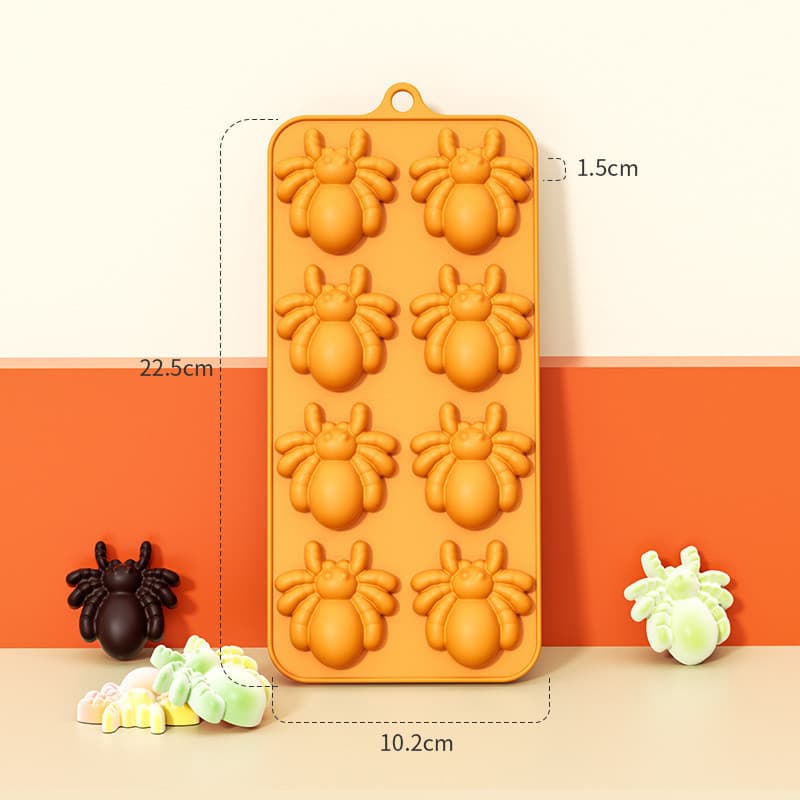 3 Peças Molde de Silicone de Aranha com 8 Cavidades para Halloween, Molde para Chocolate e Doces DIY