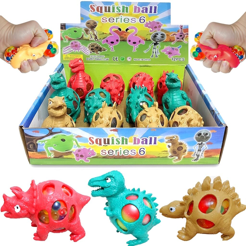 Display 12 Squishy Dinossauro de Apertar Brinquedo Anti Stress Festa Lembrancinha