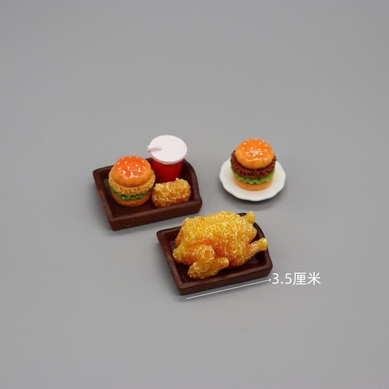 Simulação Mini Hambúrguer De Frango Frito Cubo Lebundo Carne Bandeja Casa De Brincar Cena De Cozinha Comida Pequenos Enf