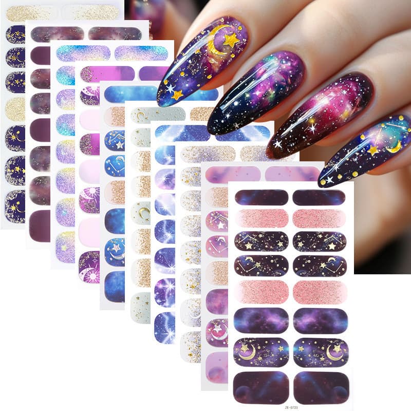 Estoque pronto Zhengxiang 16 filme de esmalte adesivo de unha brilhante céu estrelado conjunto estroboscópico piscando c