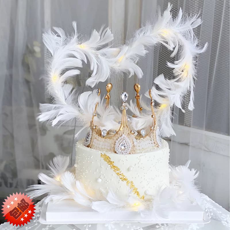 Coroa bolo decoração ornamentos Retro influenciador dia das mães princesa pérola Tanabata dia dos namorados pena 520 deu