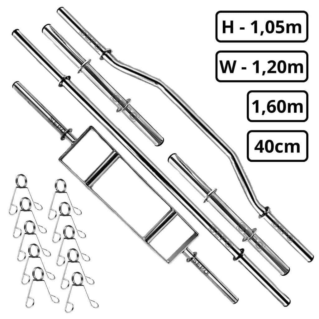 Kit Barras Ocas de 40cm e 1,60m + Barra H 1,05m + Barra W 1,20m