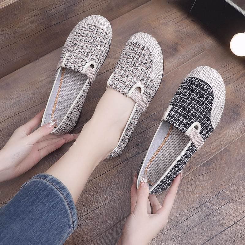 Sapatos de pano respirável antiderrapante 2026 primavera outono sapatos únicos fragrância Casual sola macia sapatos femi