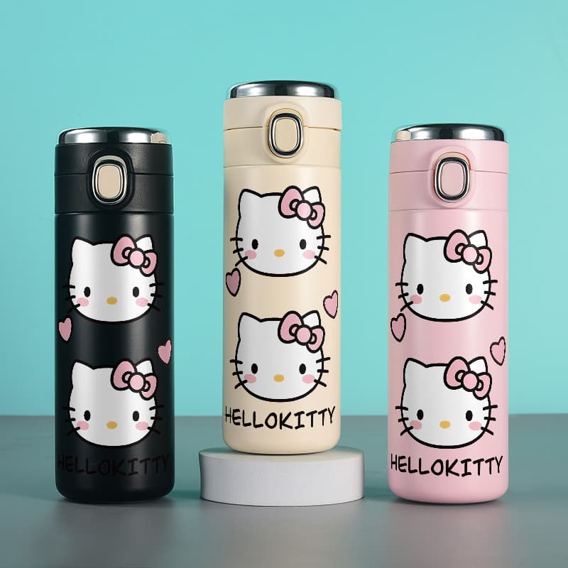 Garrafa térmica hello kitty kawaii 420ml aço inoxidável com termômetro digital e trava de segurança