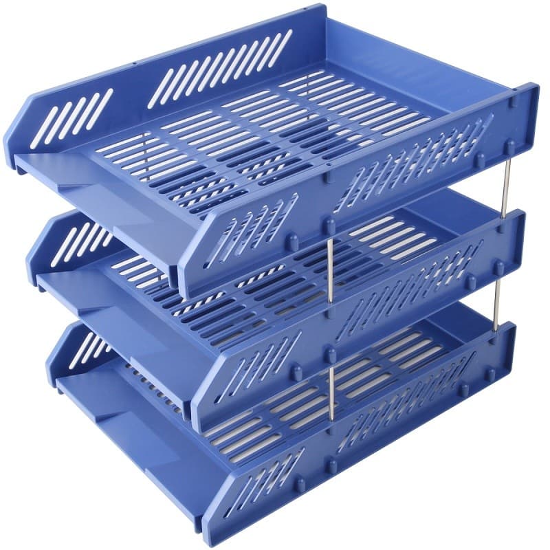 Deli 9209 Bandeja de arquivo de três camadas Suporte de arquivo Cesta Rack de arquivo de mesa Armazenamento de dados Mat