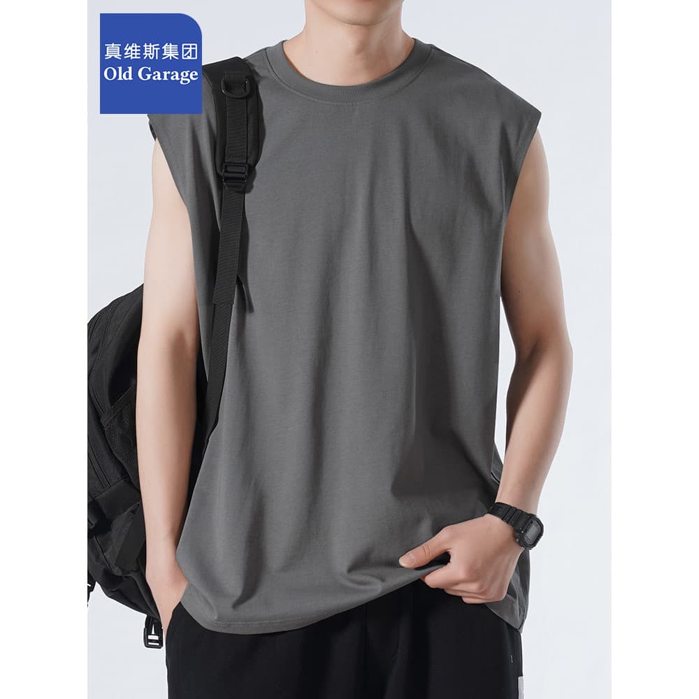 Zhenweisi grupo masculino Fitness esportes sem mangas colete verão puro algodão camiseta solta roupas superiores novo es