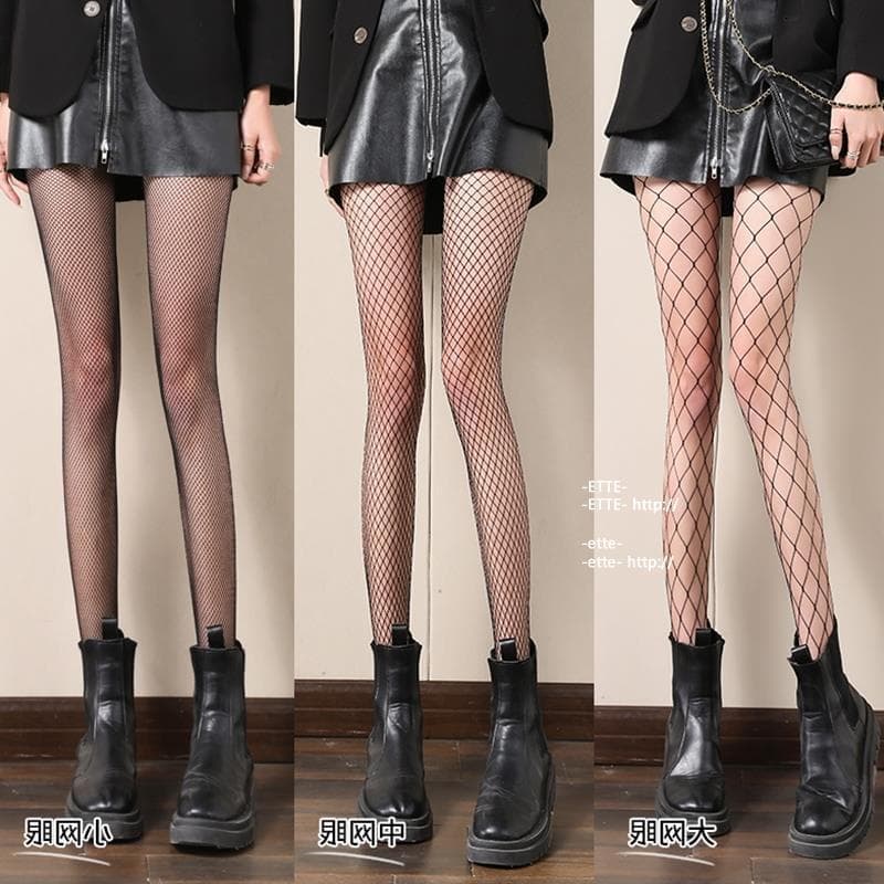 Preto Fishnet meias jk meias femininas meia-calça oco puro desejo estilo quente menina grade meias primavera verão estil
