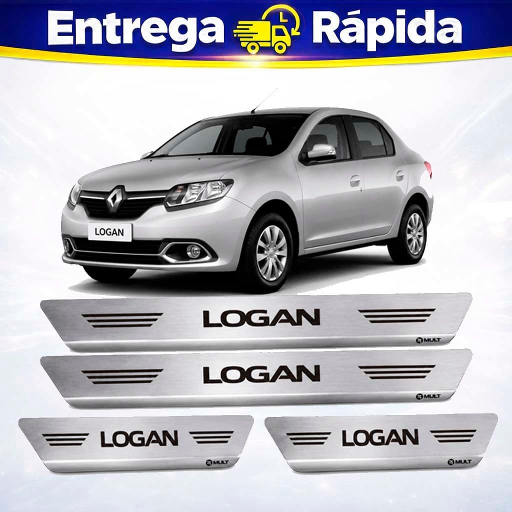Jogo de Soleira Aço Inox Escovado Renault Logan 2014 a 2015 Mult 11725