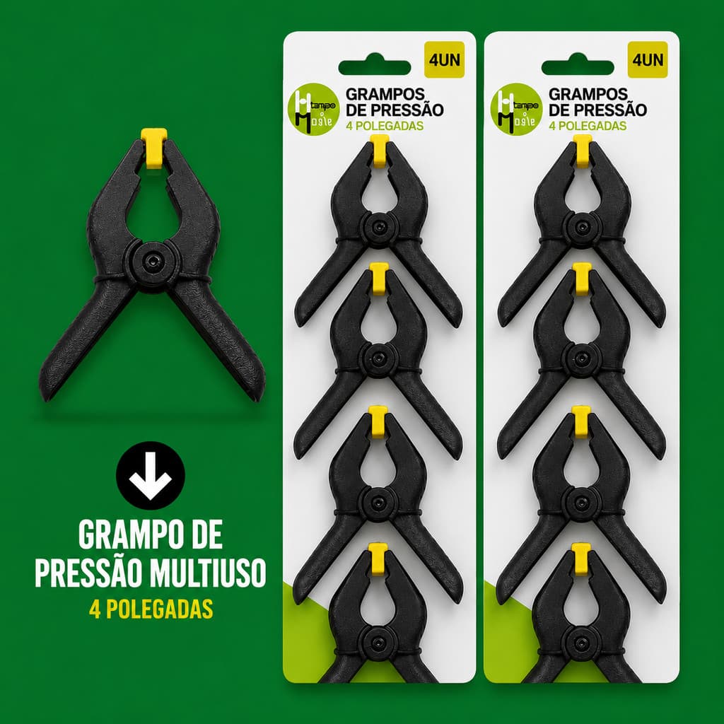 Grampos de Pressão 4 Polegadas Multiuso Reforçado Marceneiro Garra Fixação Marcenaria Artesanato 38,5x9cm