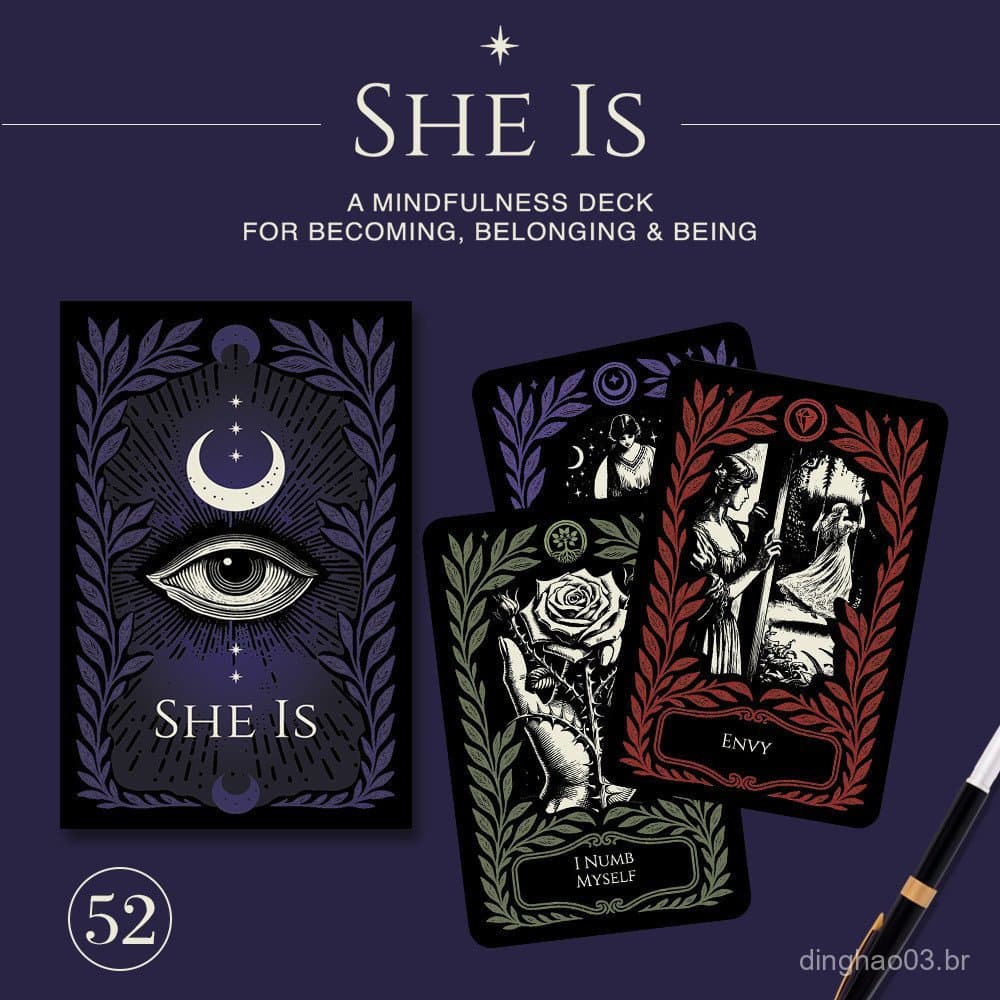 Novo Jogo de Cartas de Meditação SHE IS Mind Healing, Conjunto de 52 Cartas de Meditação e Mindfulness em estoque---7.21