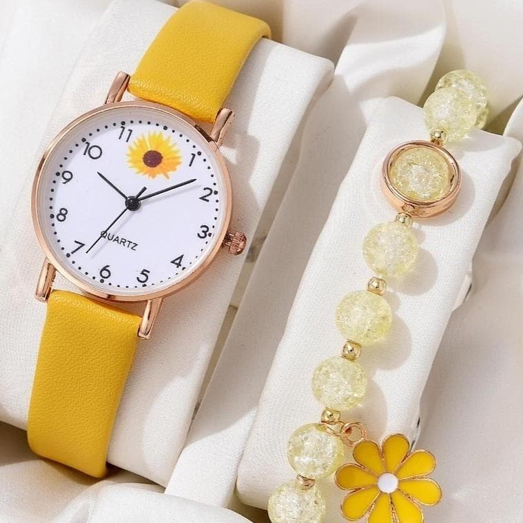 Relógio + Pulseira , Infantil Flor , Fofo , Quartzo , De Crisântemo