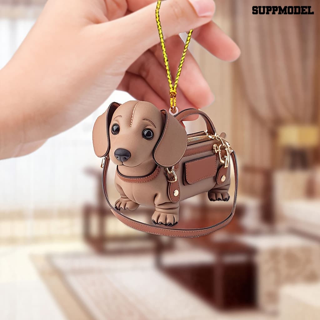 Suppmodel 2 Peças Pingente De Automóvel Acrílico Formato De Cachorro Enfeite De Árvore De Natal Bolsa Interior De Carro