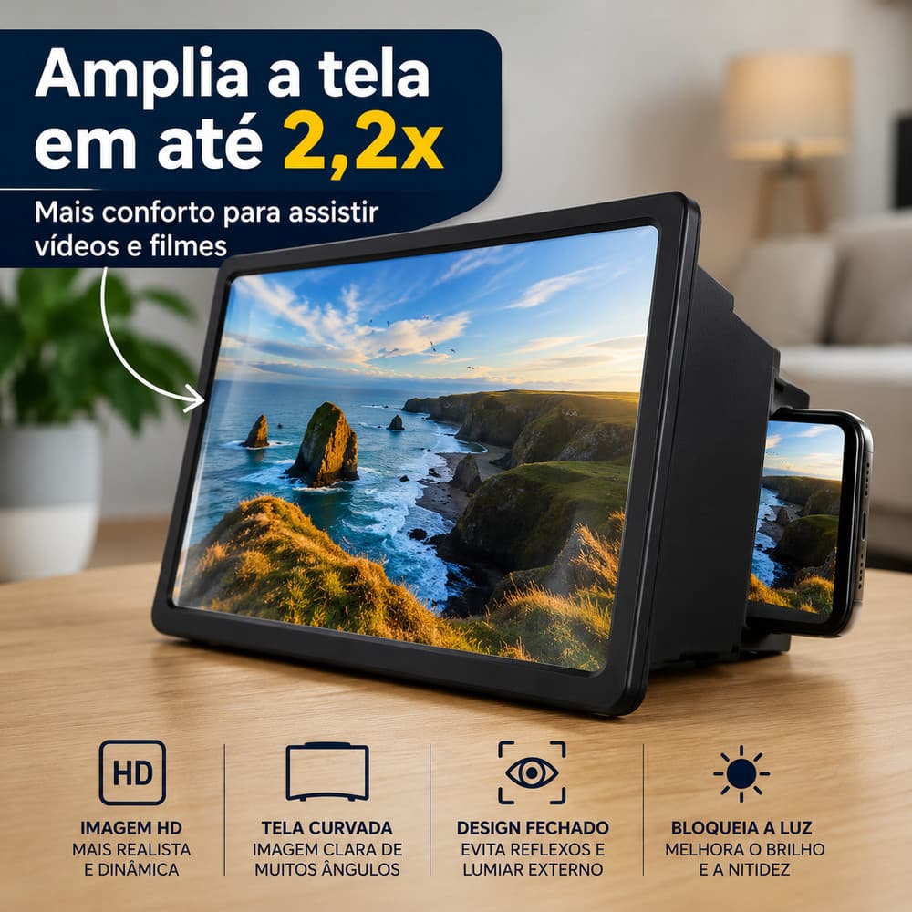 Amplificador De Imagem Da Tela Do Celular Ampliada Lupa 3d Tela