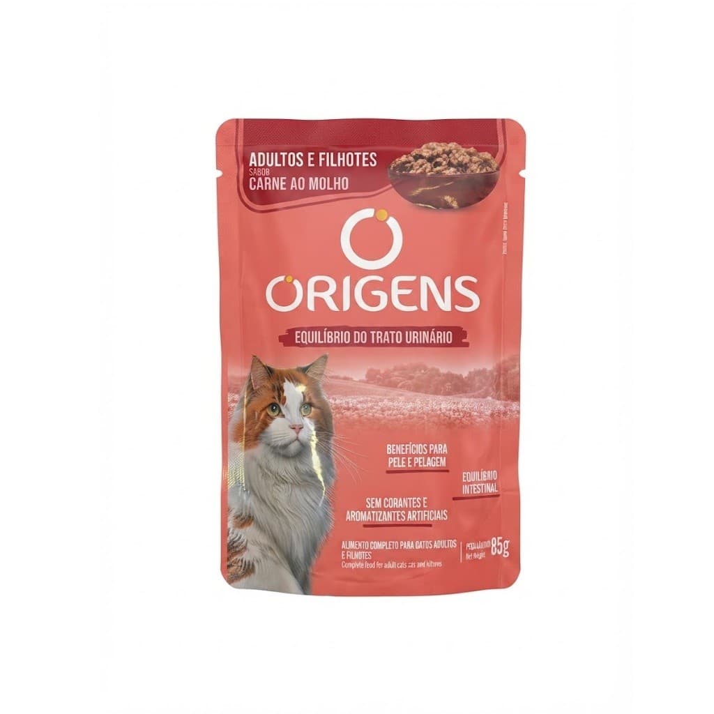 ORIGENS SACHE GATO ADULTO E FILHOTE CARNE AO MOLHO 85G