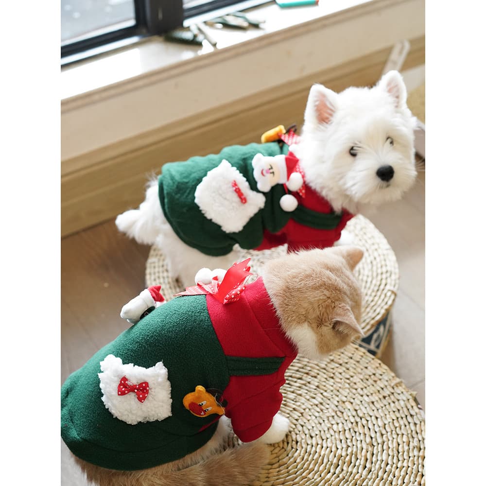 Cão roupas de natal bonito roupas de inverno Teddy Bichon gato roupas engrossadas 2024 novo estilo influenciador roupas