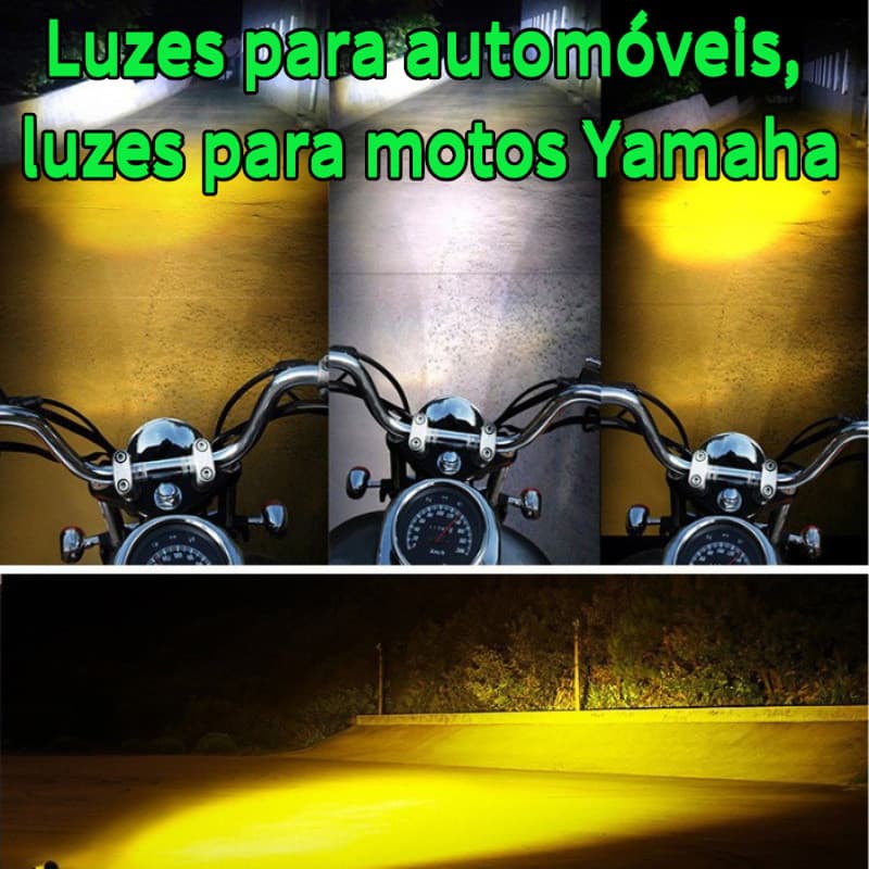 Led Farol Da Motocicleta VeíCulo EléTrico Led Amarelo Branco Lente De Luz Dupla 3570 Contas Da LâMpada DistâNcia Perto D