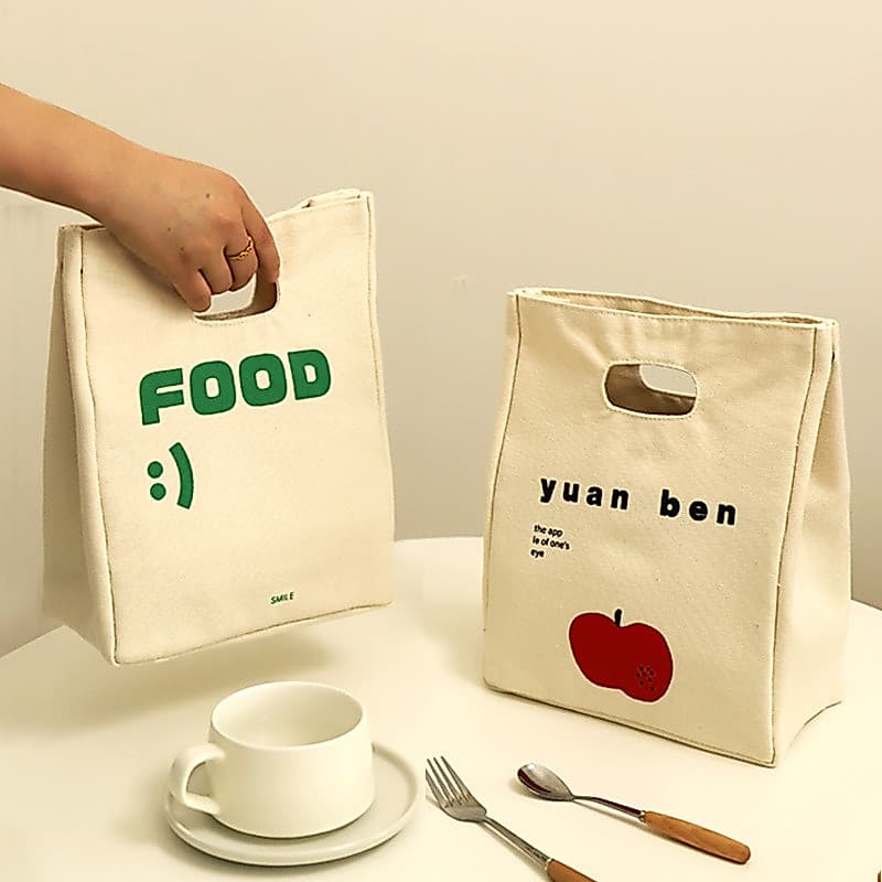 [Novo estilo] Bolsa de almoço simples japonesa de lona Bolsa de refeição