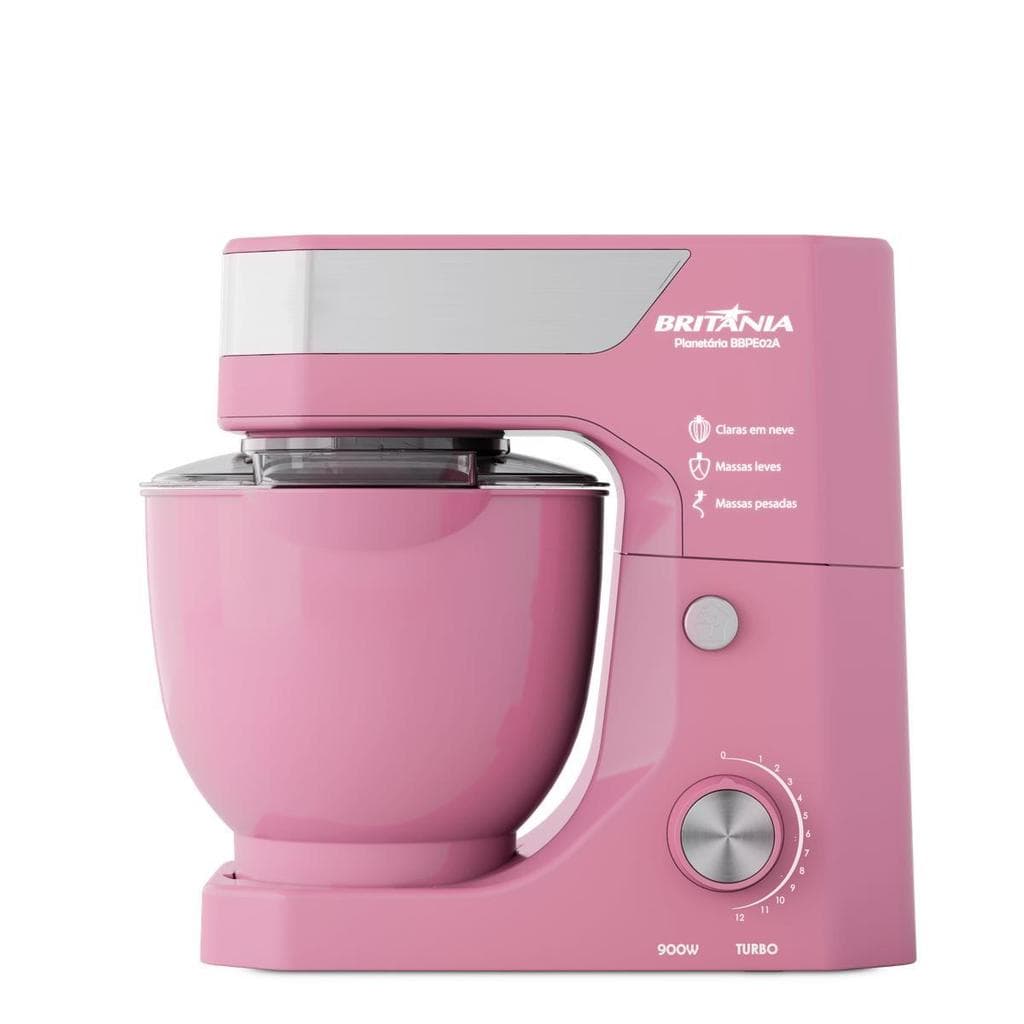 Batedeira Planetária Britânia Rosa 900W Tigela de 5L BBPE02A