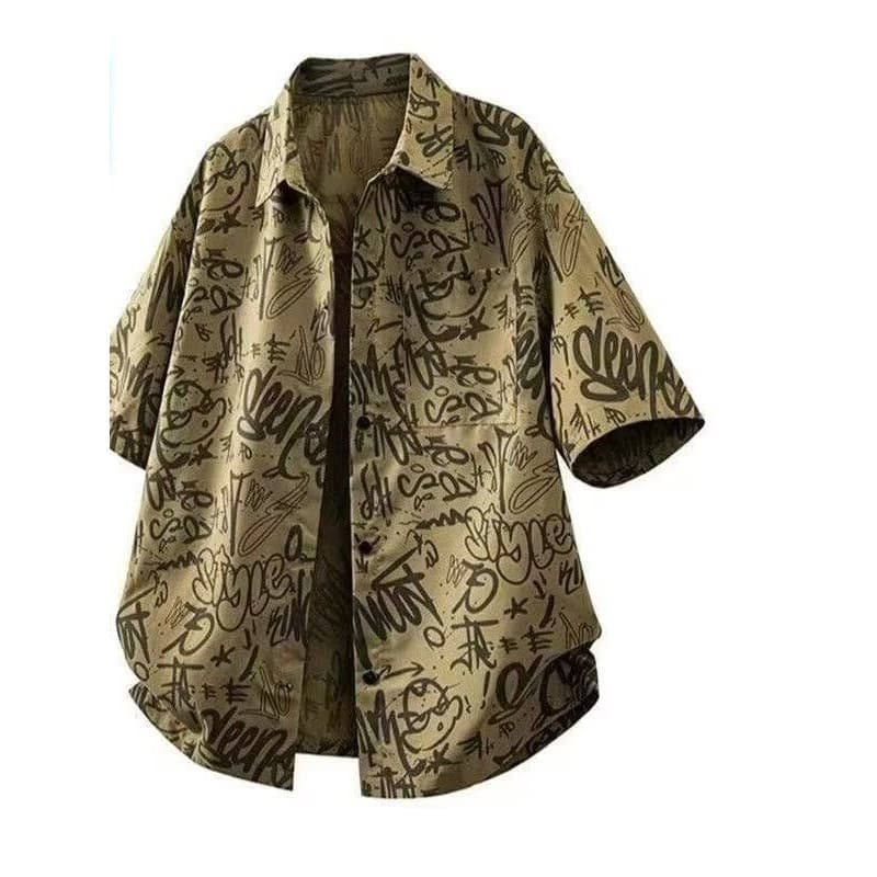 Homens na moda bonito Casual impresso camisa de seda gelo estilo fino Polegada camisa 2026 verão novo estilo camisa de m