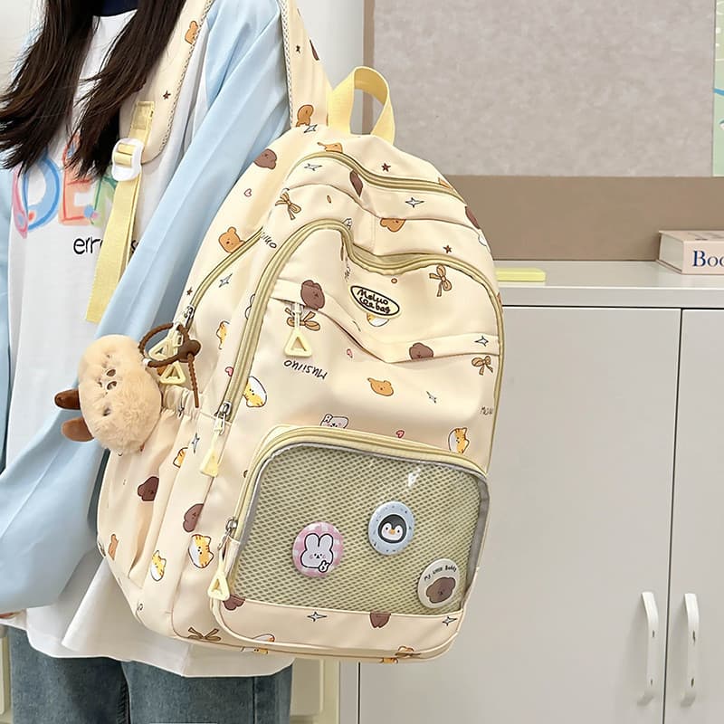 Mochila de menina com estampa de desenho animado, mochila escolar para meninas do ensino fundamental, mochila feminina d