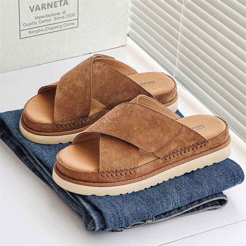 2024 verão novo estilo cruz Velcro chinelos masculinos chinelos femininos casuais de sola grossa chinelos areia