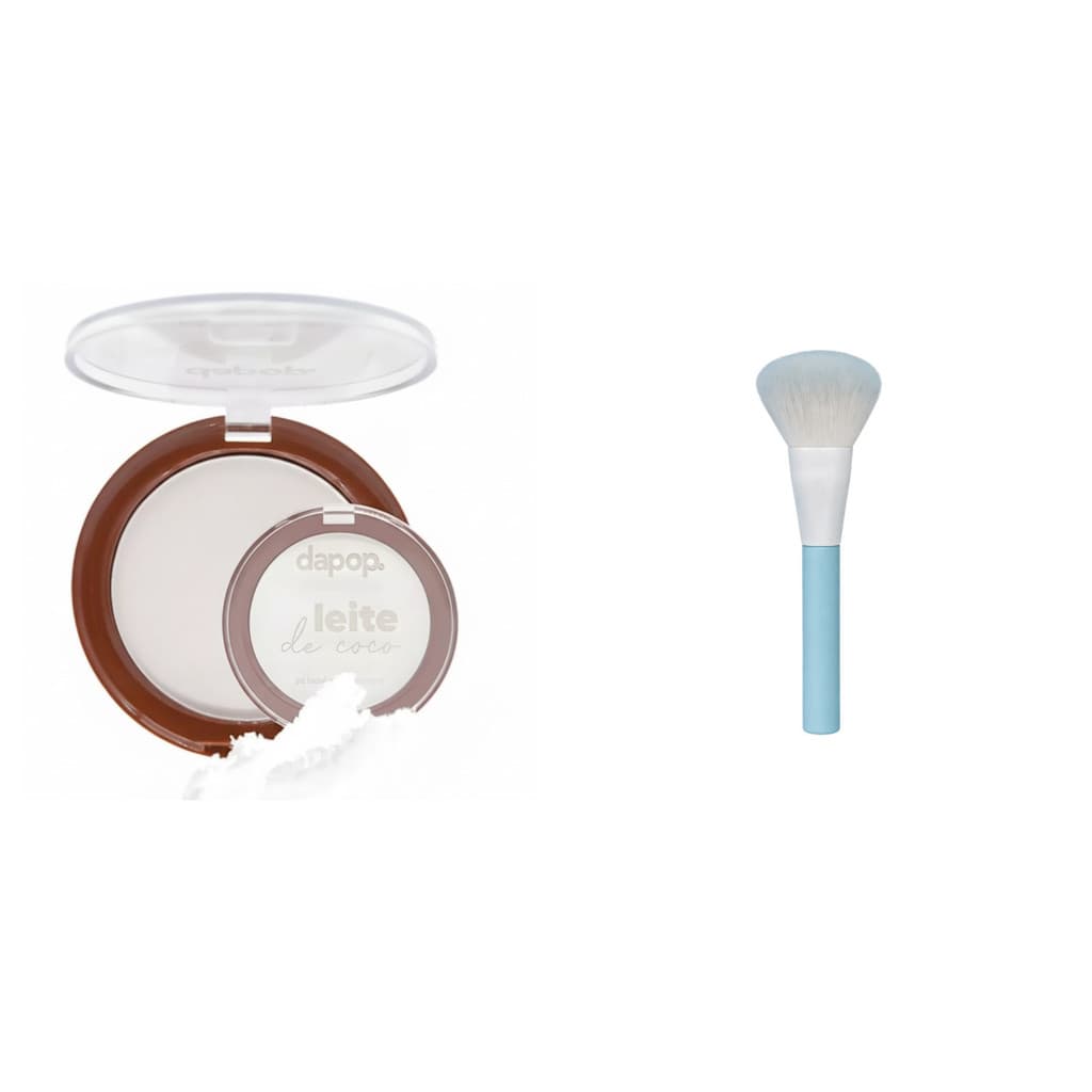 Kit Pó Compacto Facial + 1 Pincel Pó Makeup Look Dafu