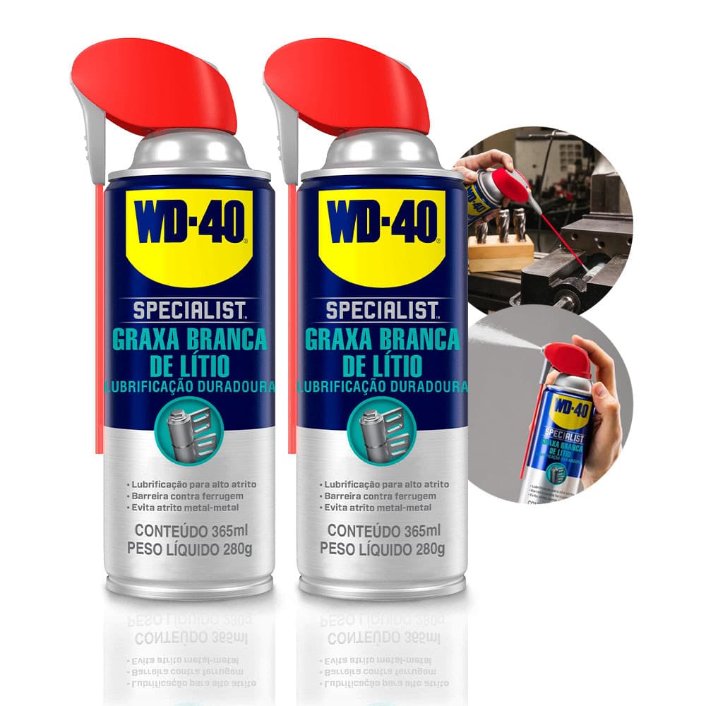 Kit 2 Graxa Branca de Lítio WD-40 Spray Lubrificante Specialist 365ml