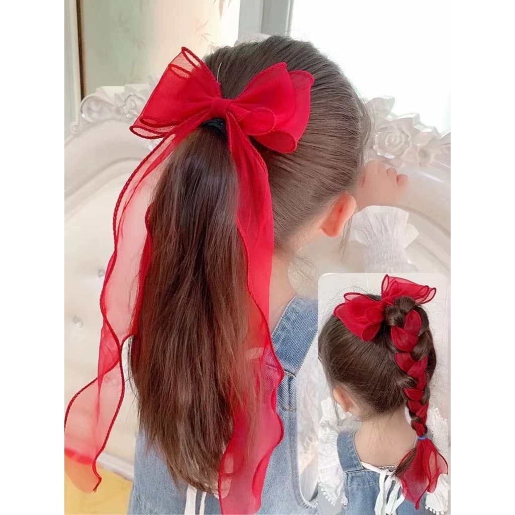 Red Bowknot influenciador fita longa grampo de cabelo feminino clipe cocar coreia clipe superior Hairpin volta cabeça ac