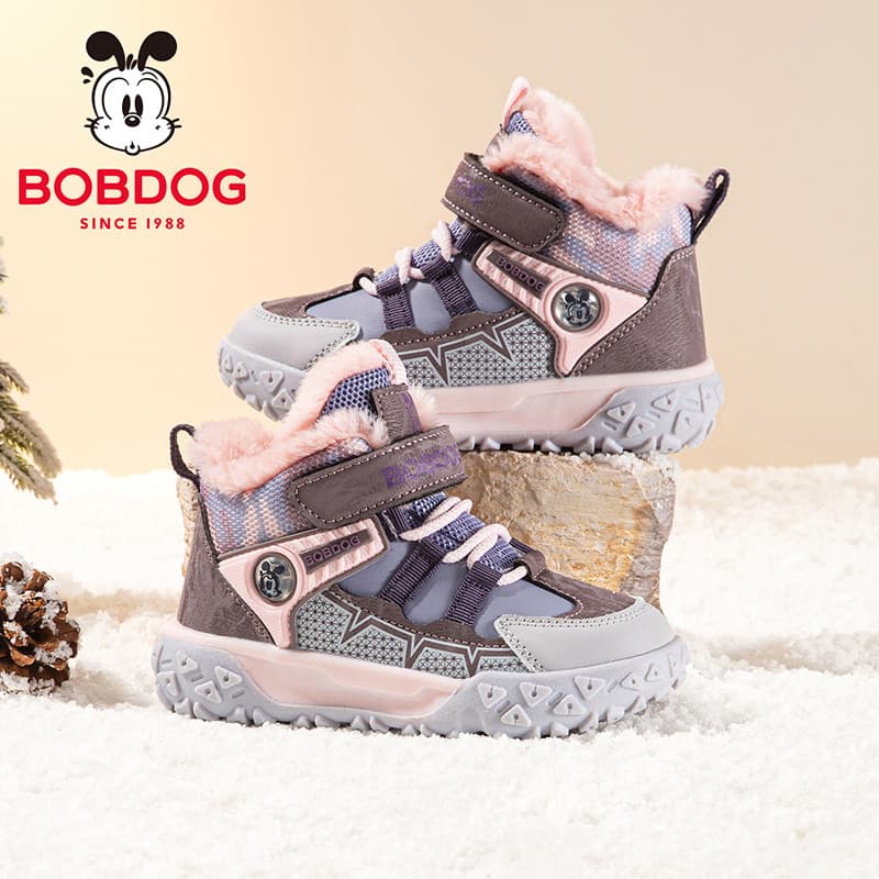 Bobo sapatos infantis para meninas velo-velo-velo sapatos grandes de algodão inverno crianças sapatos esportivos de alta