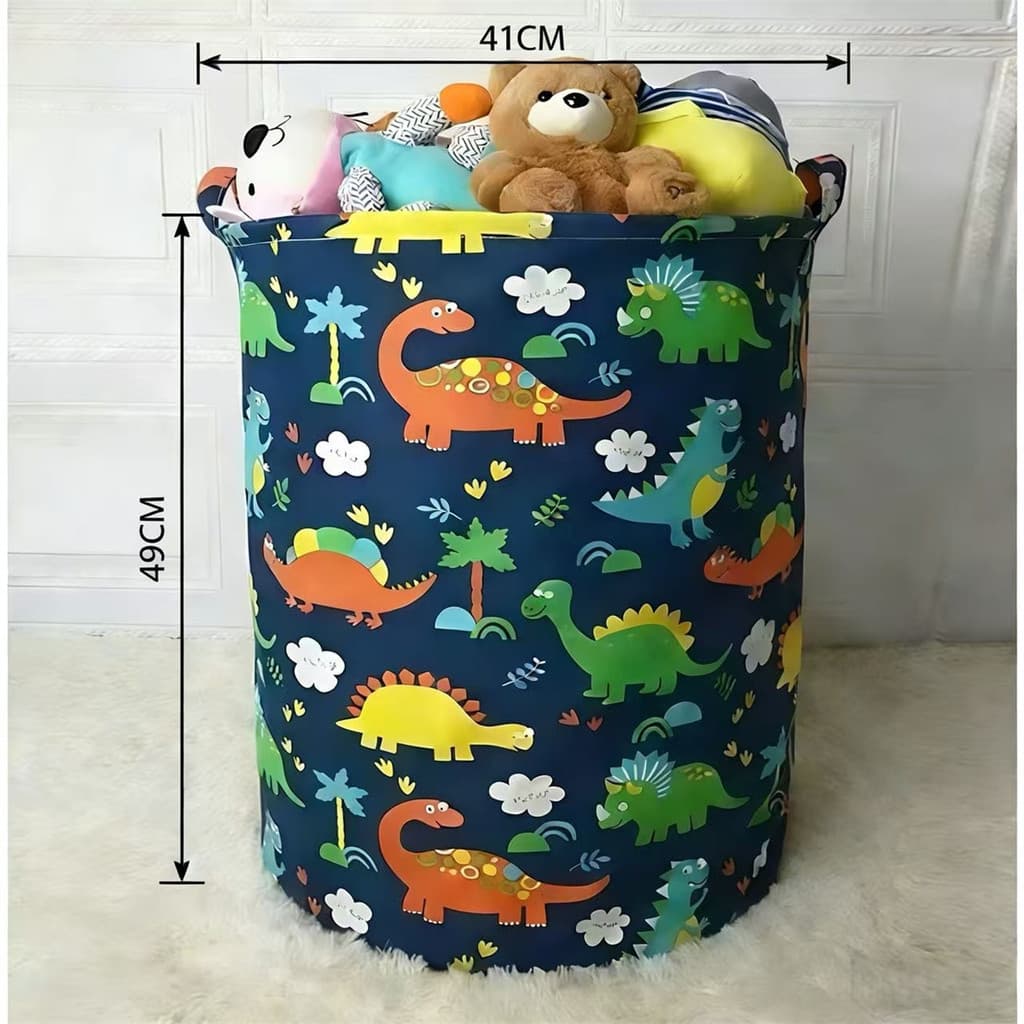 Cesto Retangular Dobrável Resistente Organizador Multiuso com Estampa de Dinossauro para Brinquedos Infantil