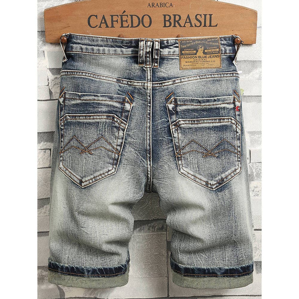 2026 novo estilo americano Retro calças masculinas Denim Shorts verão estilo fino cinco pontos sete pontos Jeans estilo