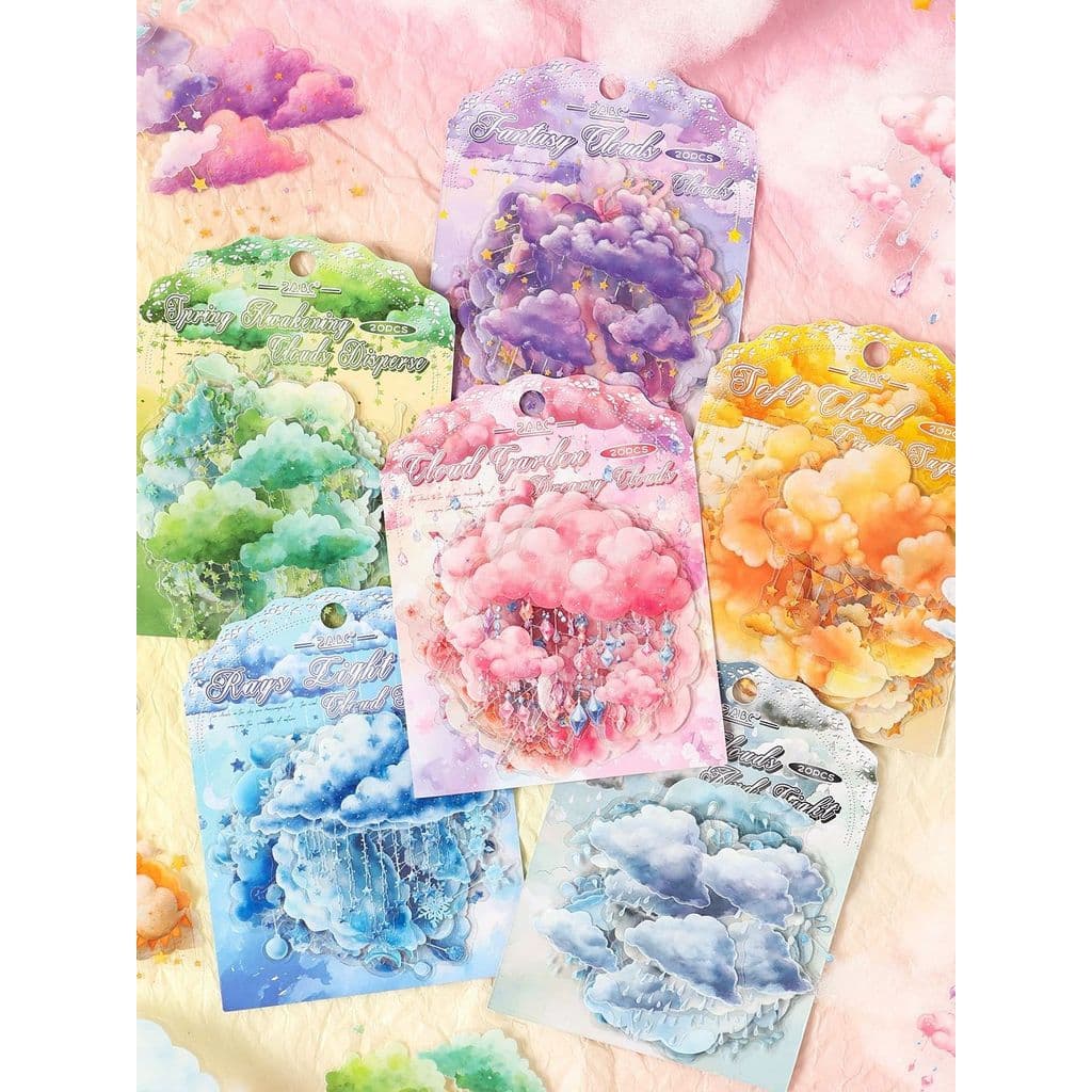 Adesivos criativos da série de nuvem de fantasia para animais de estimação Série de cura gradiente colorido estilo ins T