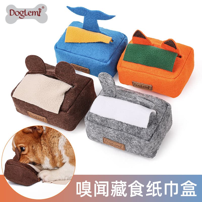 Treinamento De Cães Brincando De Caixa De Lenços De Pelúcia Escondendo Brinquedos De Comida