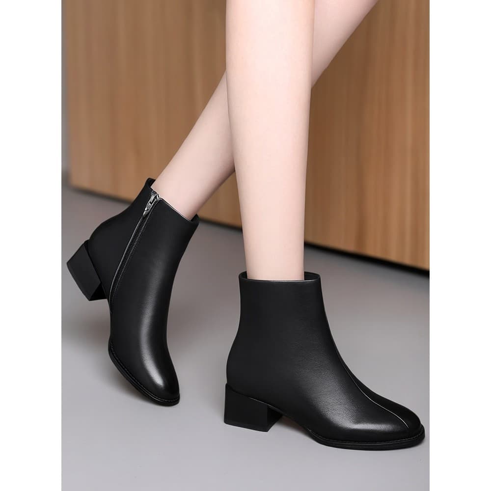 Fugui pássaro botas curtas de couro genuíno senhoras mãe botas Martin botas femininas 2026 novos sapatos femininos prima