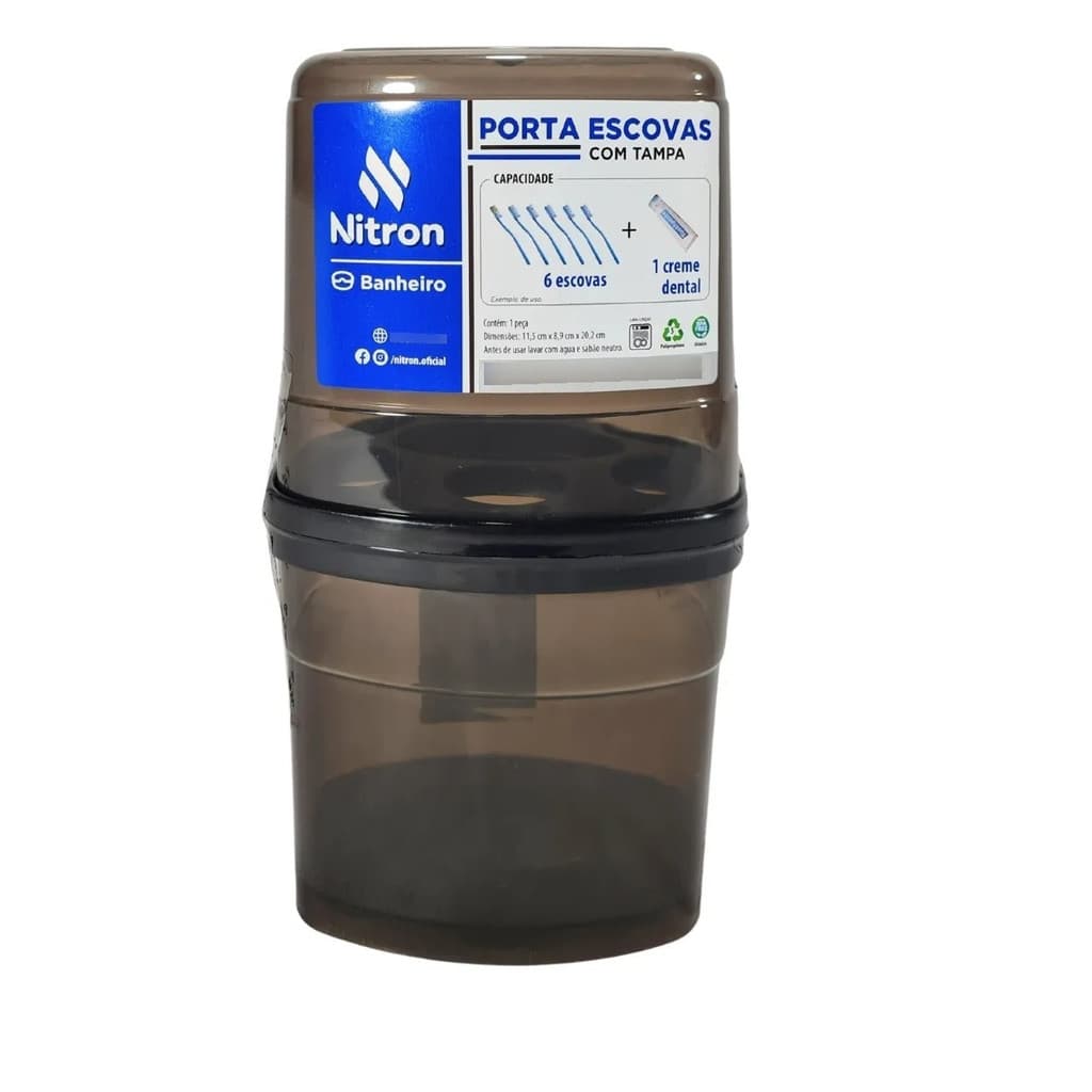 Estojo Porta-Escovas com Tampa Armazena 6 Escovas de Dente e 1 Creme Dental