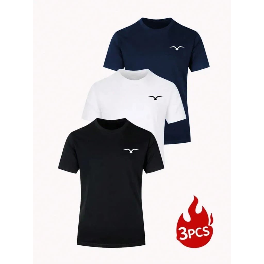 Kit 3 Camiseta Masculina Estampada Coloridas Camisa De Homem Kit 3 Camiseta Masculina Estampada Coloridas Camisa De Home