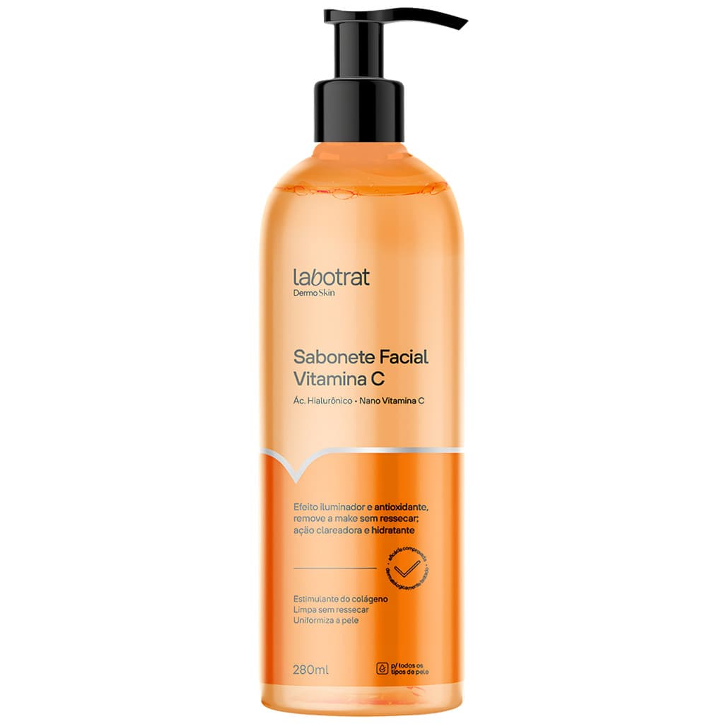 Sabonete Facial Liquido Vitamina C Controle Oleosidade Ação Secativa Labotrat Dermoskin 280ml